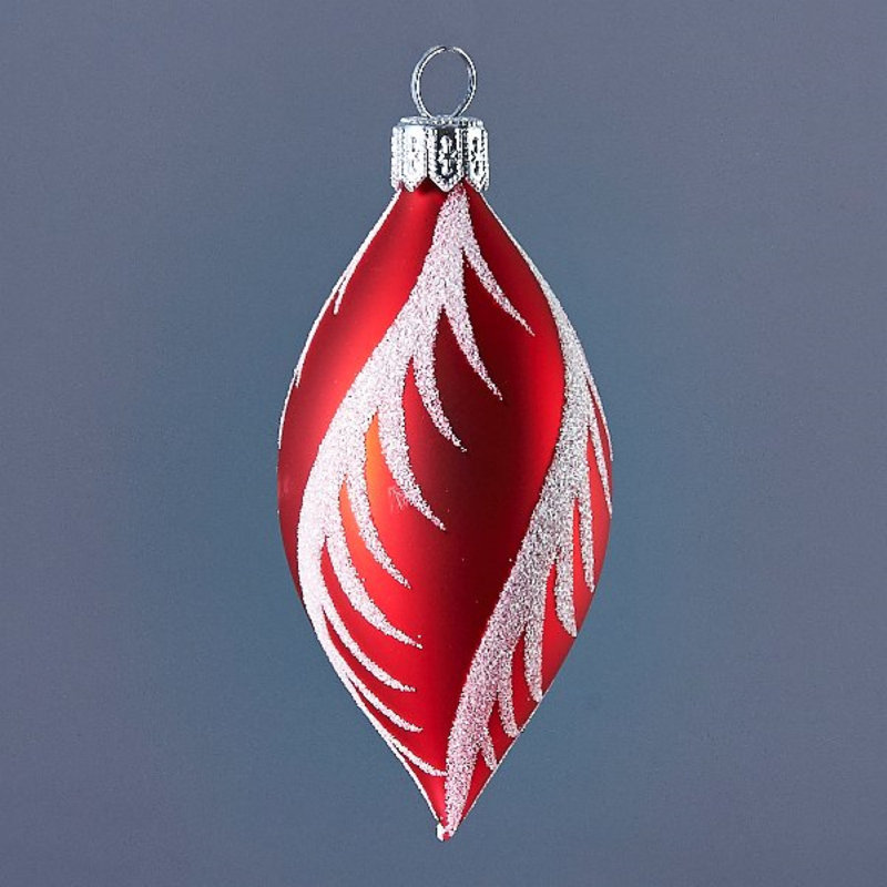 The Holiday Aisle Red Teardrop with Snowy Swirls Finial Ornament Wayfair